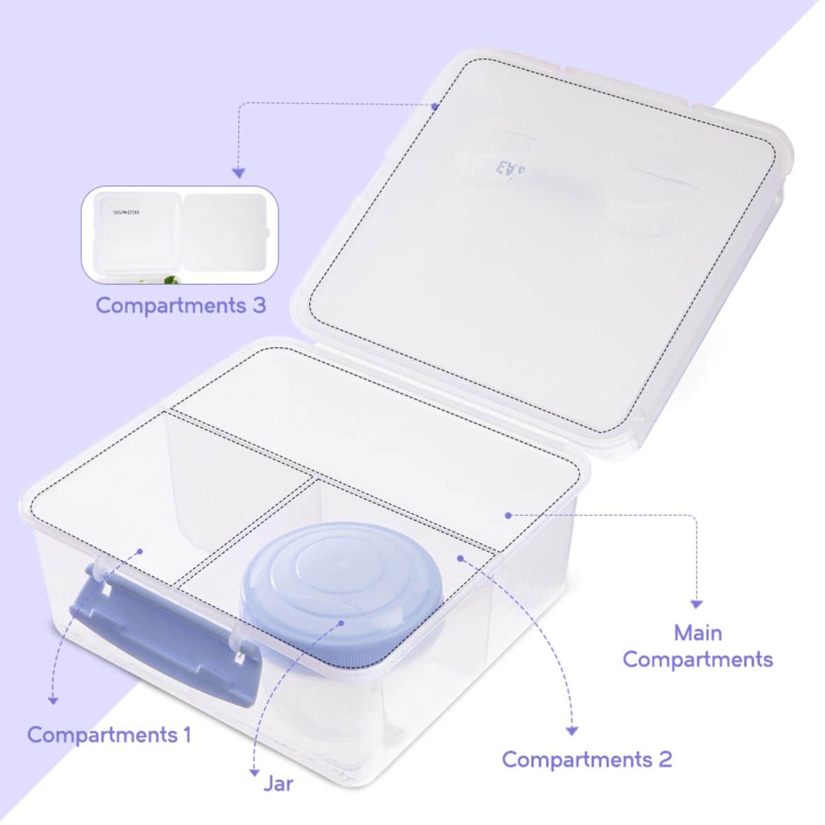 Eazy Kids 1780ml All in One Lunch & Sandwich Box with Food Jar