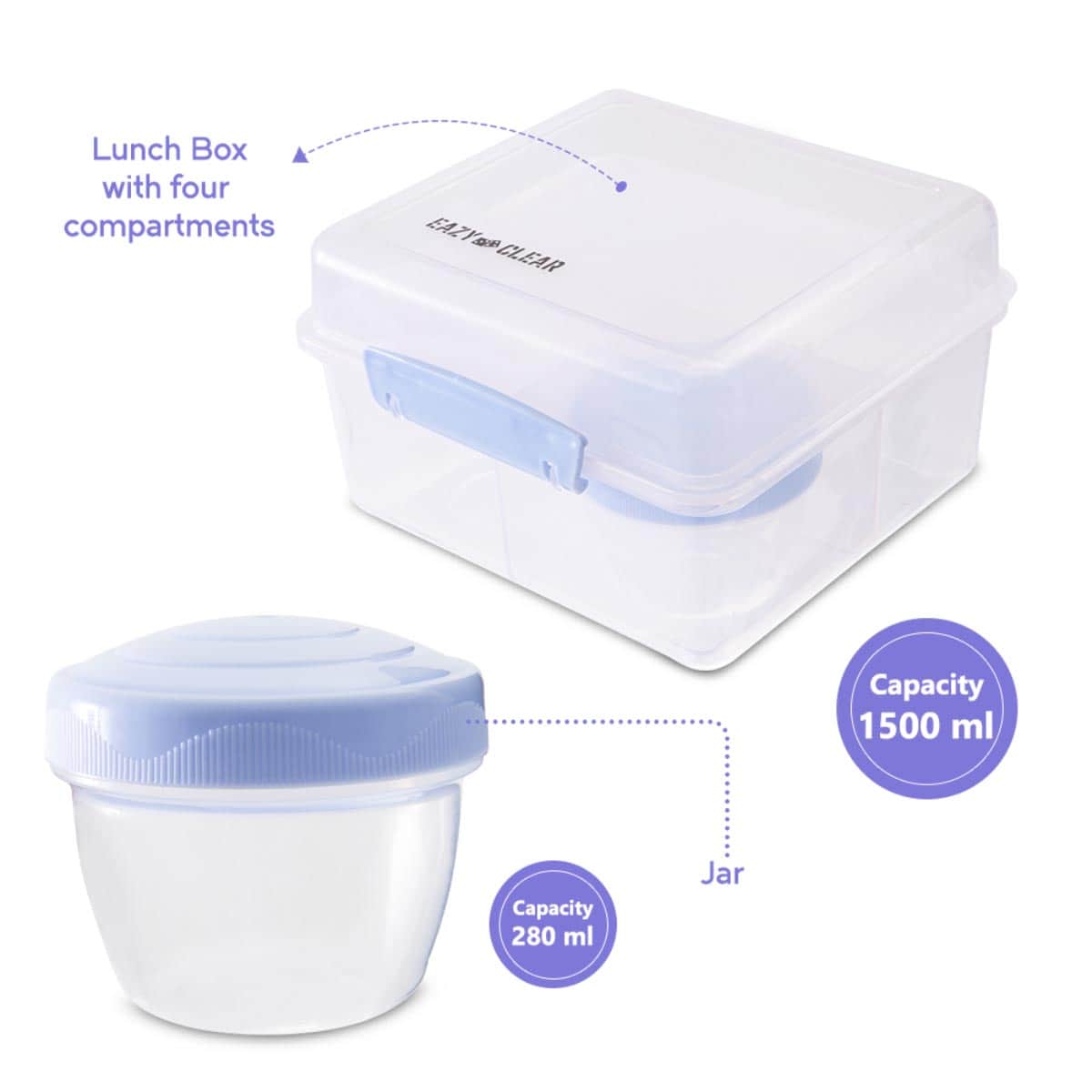 Eazy Kids 1780ml All in One Lunch & Sandwich Box with Food Jar