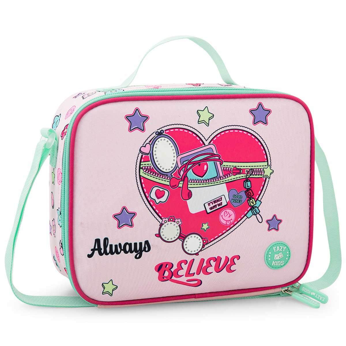 Eazy Kids 17” Always Believe Backpack with Laptop Compartment & Lunch Bag with Pencil Case