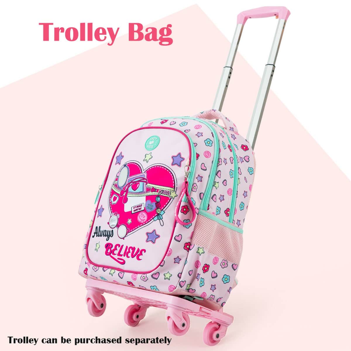 Eazy Kids 17” Always Believe Backpack with Laptop Compartment & Lunch Bag with Pencil Case