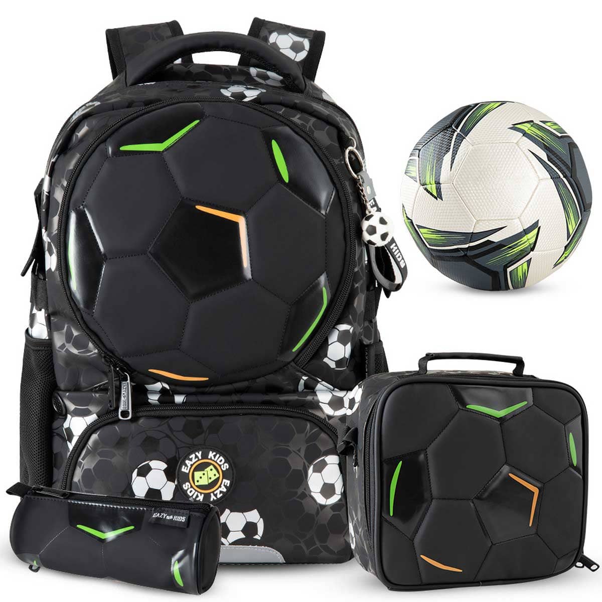 Eazy Kids 17” Football Backpack & Lunch Bag with Pencil Case