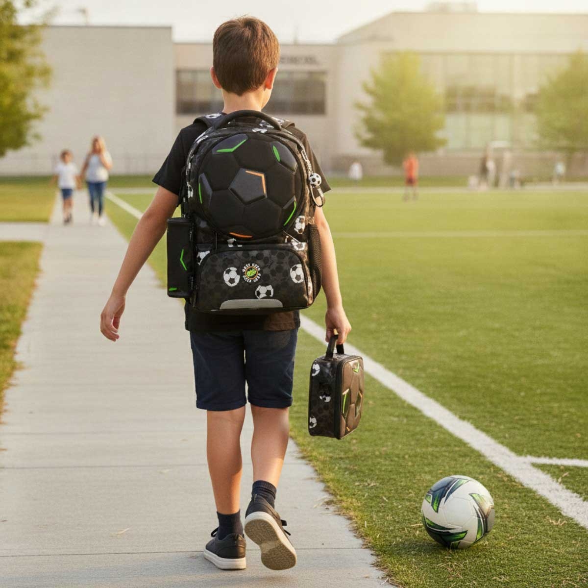 Eazy Kids 17” Football Backpack & Lunch Bag with Pencil Case
