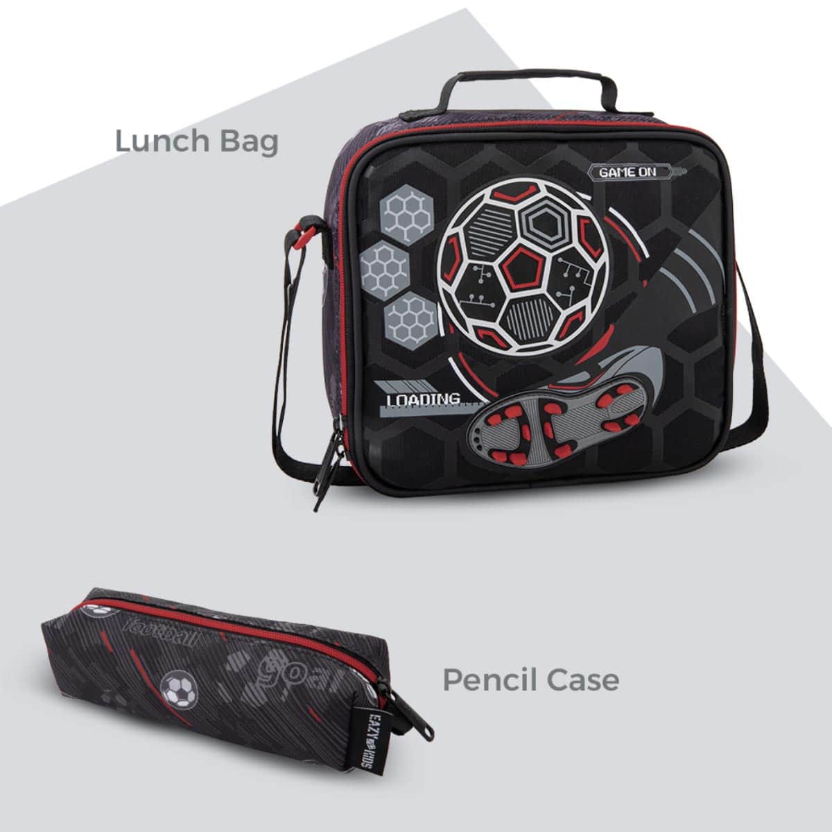 Eazy Kids 17” Football Trolley Backpack & Convertible Bento Lunch Box with Water Bottle