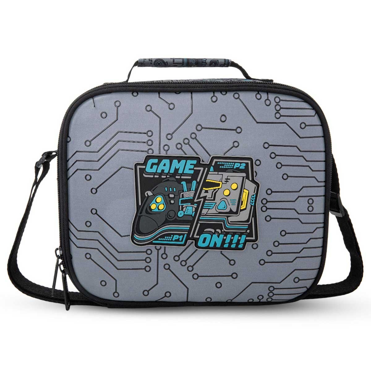 إيزي كيدز حقيبة ظهر بعربة سحب جيمينج 17 بوصة مع حقيبة غداء ومقلمة