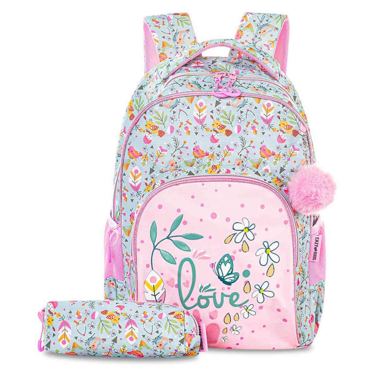 Eazy Kids 17" Love 2-in-1 School Bag with Pencil Pouch