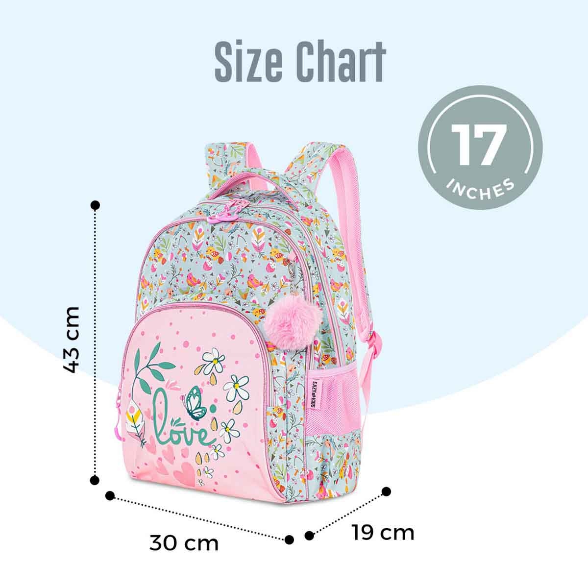 Eazy Kids 17" Love 3-in-1 School Bag with 4 Wheel Trolley & Pencil Pouch