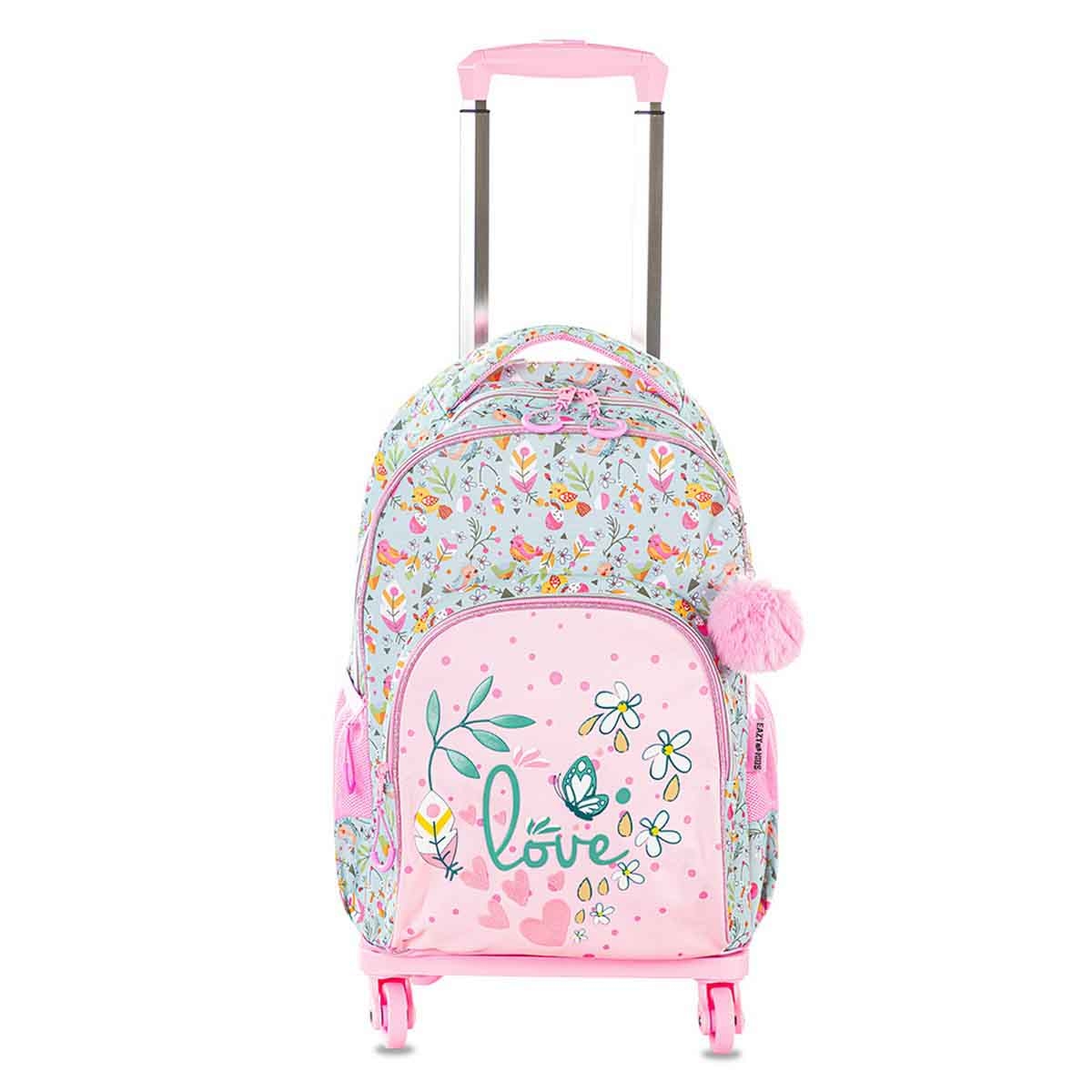 Eazy Kids 17" Love 3-in-1 School Bag with 4 Wheel Trolley & Pencil Pouch