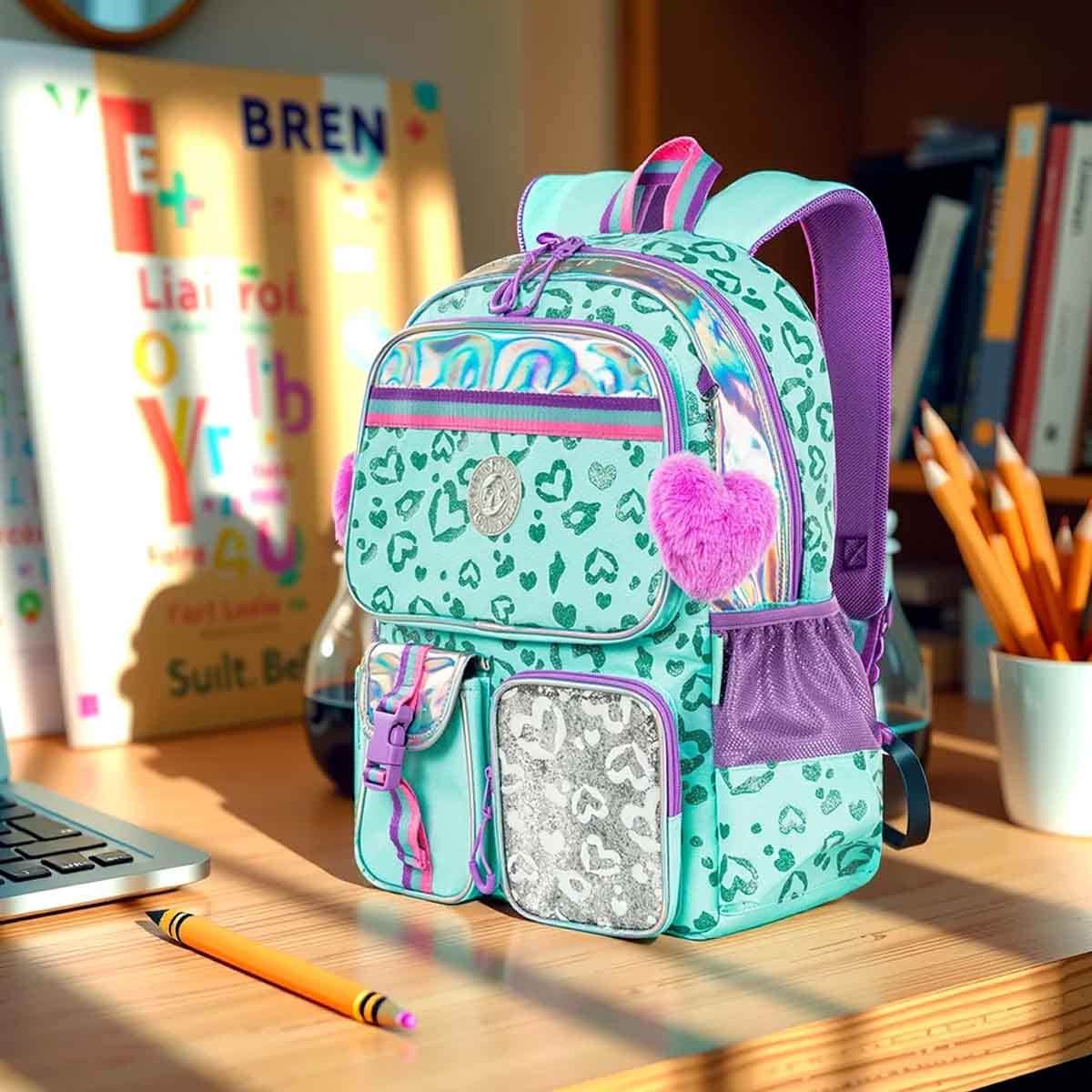 إيزي كيدز حقيبة مدرسية 3 في 1 مقاس 17 إنش بتصميم لوف مع حقيبة غداء ومقلمة