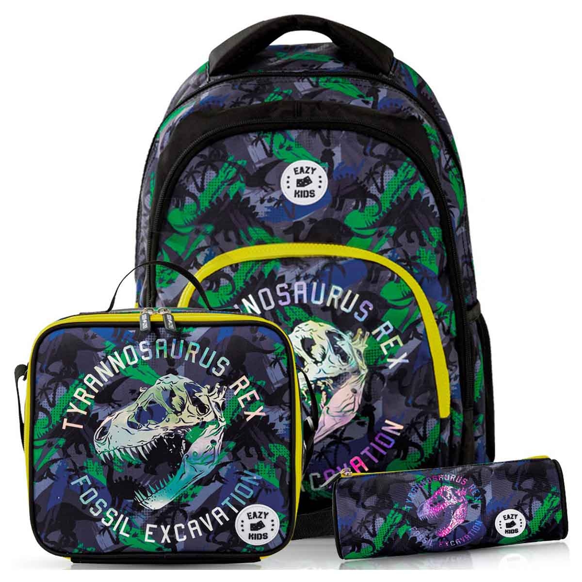 Eazy Kids 17" T-Rex 3-in-1 Backpack with Lunch Bag & Pencil Case