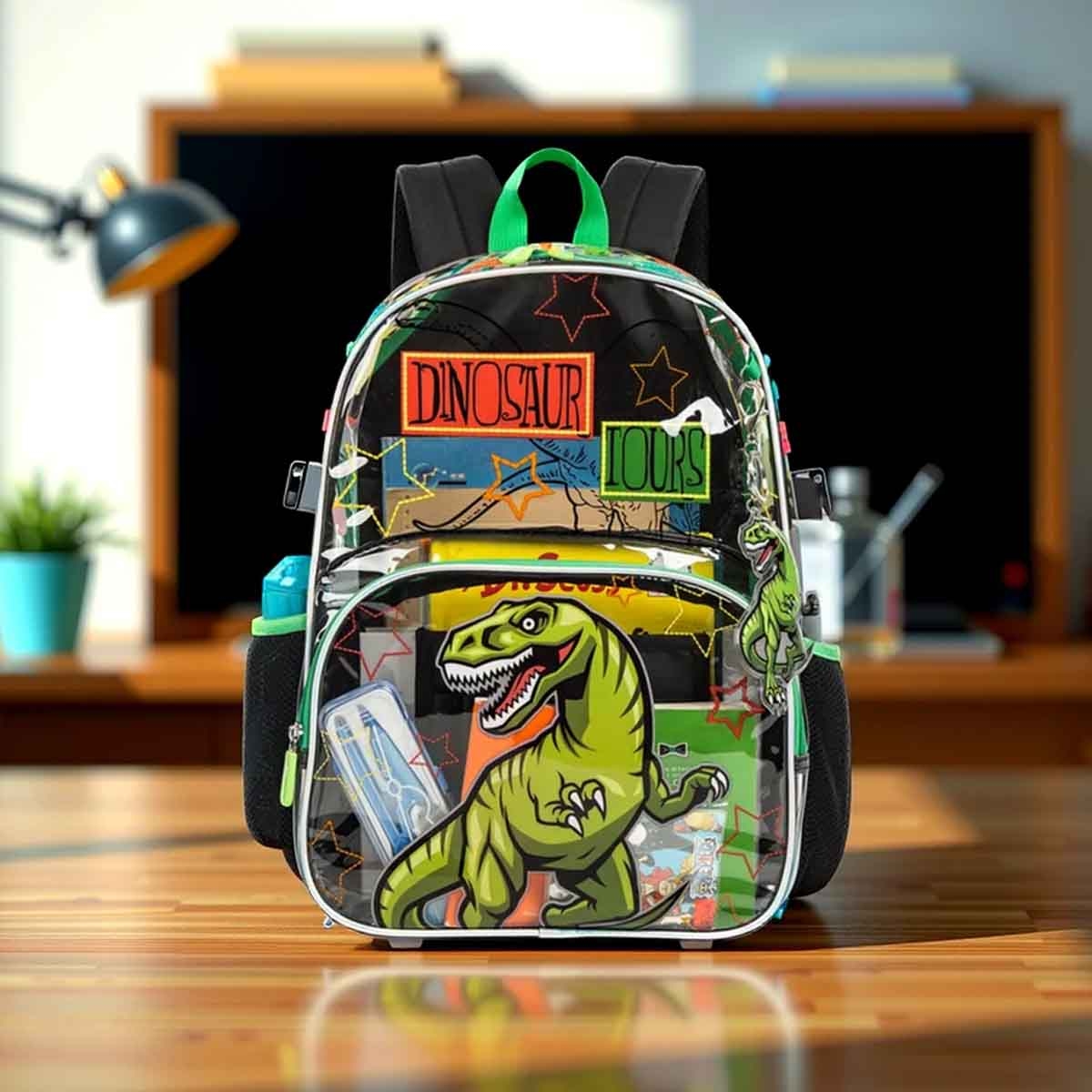 إيزي كيدز مجموعة 3 في 1 حقيبة مدرسية 17 إنش بتصميم ديناصور مع حقيبة غداء وحقيبة أقلام