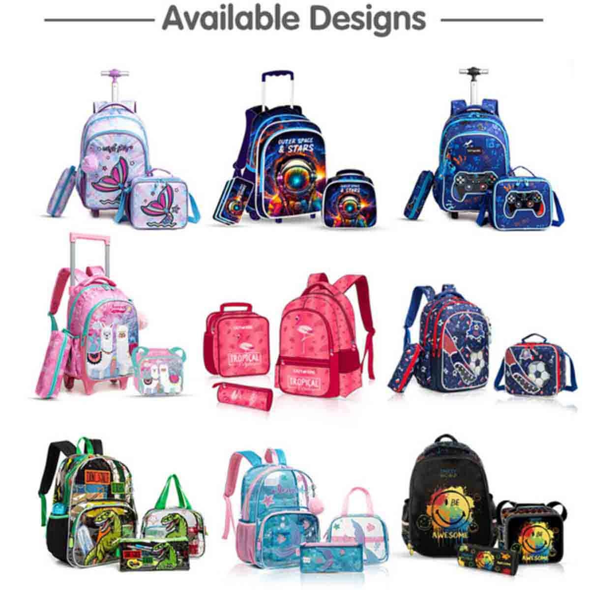 إيزي كيدز مجموعة 3 في 1 حقيبة مدرسية 17 إنش بتصميم ديناصور مع حقيبة غداء وحقيبة أقلام