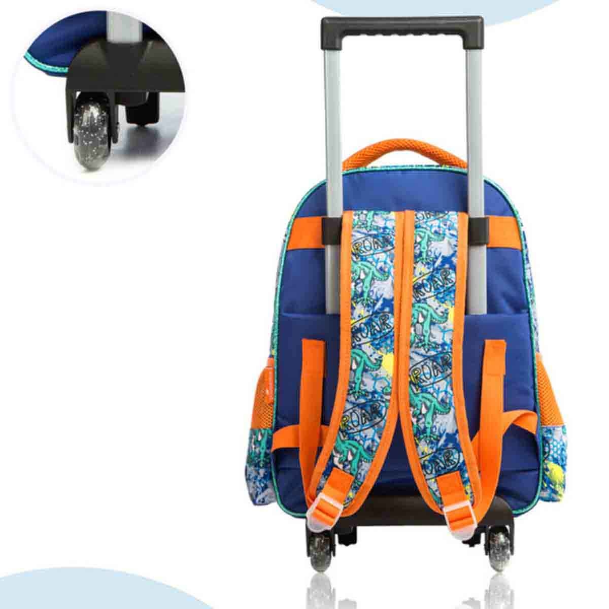 إيزي كيدز مجموعة 3 في 1 حقيبة مدرسية 17 إنش بعجلات بتصميم ديناصور مع حقيبة غداء وحقيبة أقلام