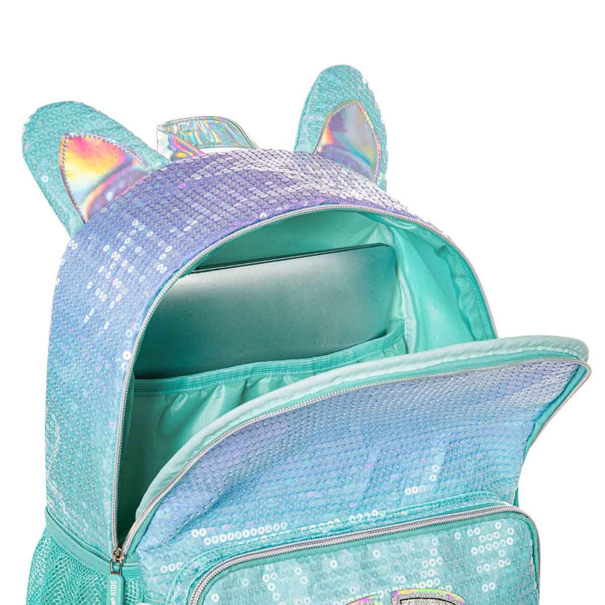 Eazy Kids 17" Girl Glitter 4-in-1 Backpack with 4 Wheel Trolley, Lunch Bag & Pencil Case
