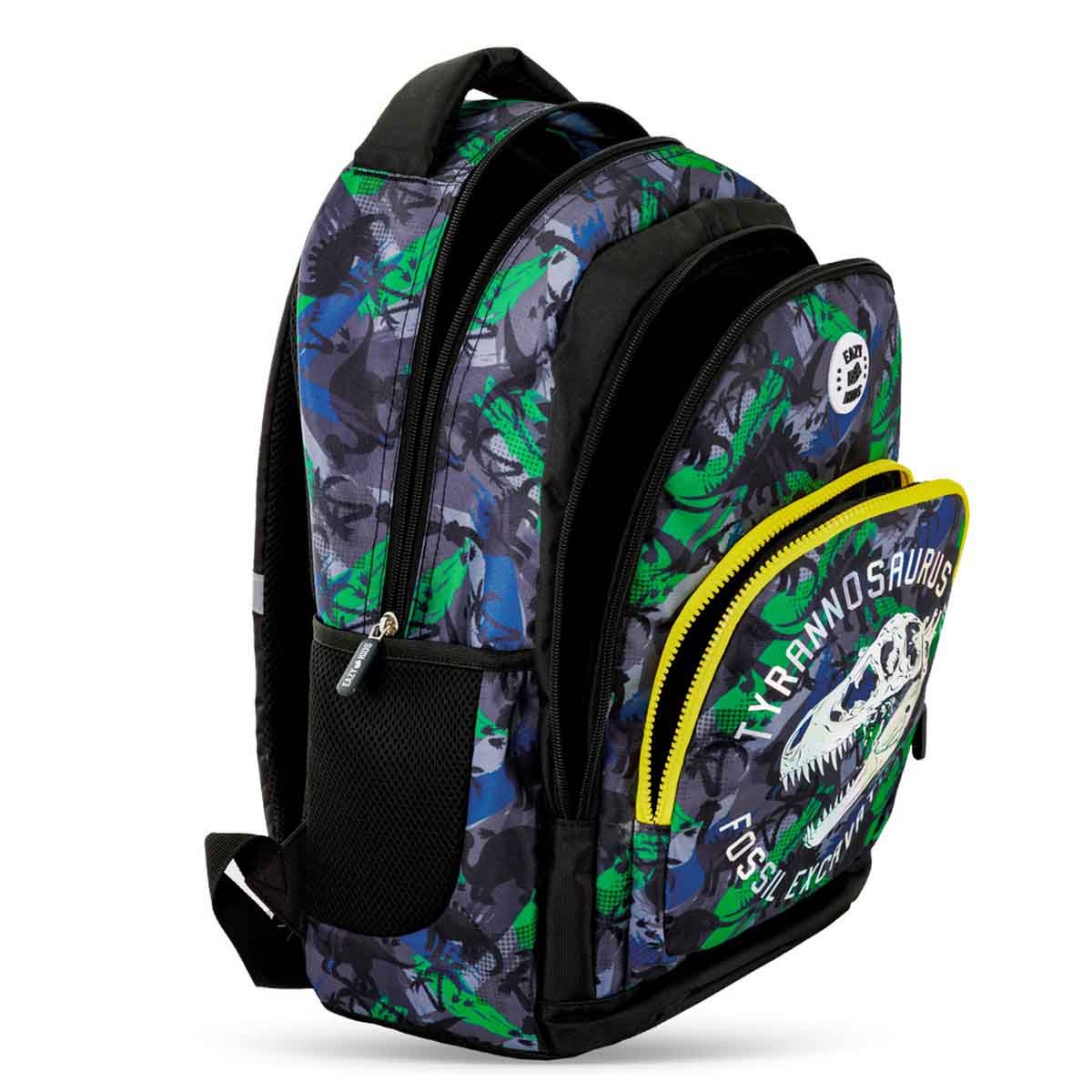 إيزي كيدز حقيبة ظهر 4 في 1 مقاس 17 إنش بتصميم تي ريكس مع عربة 4 عجلات وحقيبة غداء ومقلمة