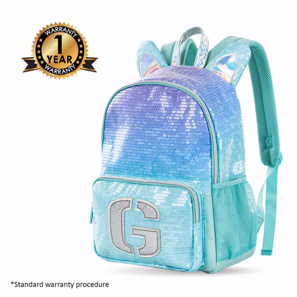 Eazy Kids 17" Girl Glitter 4-in-1 Backpack with BT Headset, Lunch Bag & Pencil Case