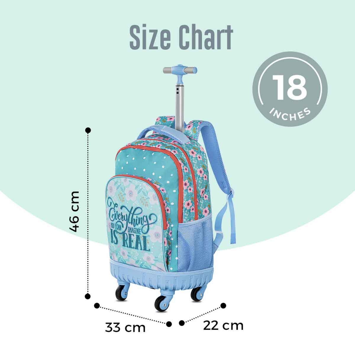 إيزي كيدز طقم مدرسي فلورا إديشن 4 عجلات مقاس 18 إنش مع حقيبة غداء ومقلمة