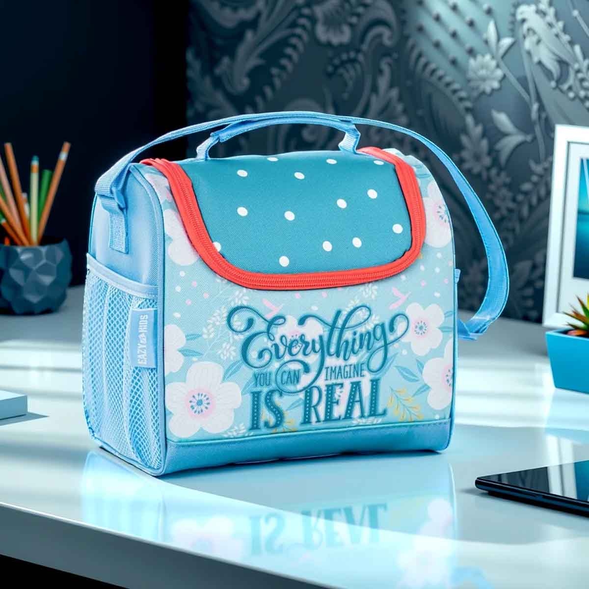 إيزي كيدز طقم مدرسي فلورا إديشن 4 عجلات مقاس 18 إنش مع حقيبة غداء ومقلمة