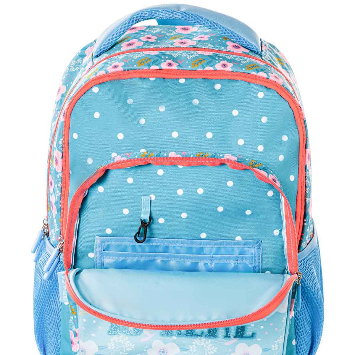 إيزي كيدز طقم مدرسي فلورا إديشن 4 عجلات مقاس 18 إنش مع حقيبة غداء ومقلمة