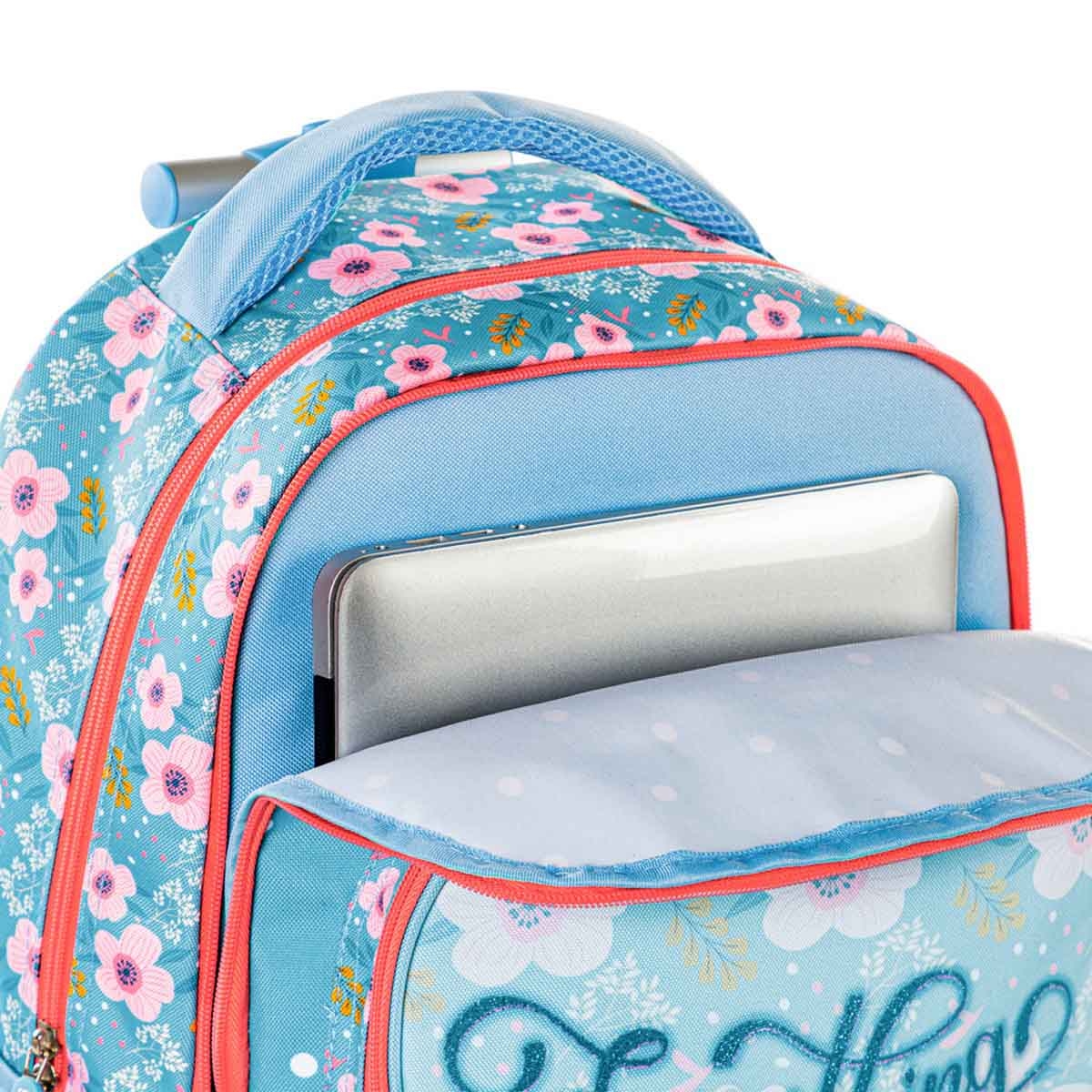 إيزي كيدز طقم مدرسي فلورا إديشن 4 عجلات مقاس 18 إنش مع حقيبة غداء ومقلمة