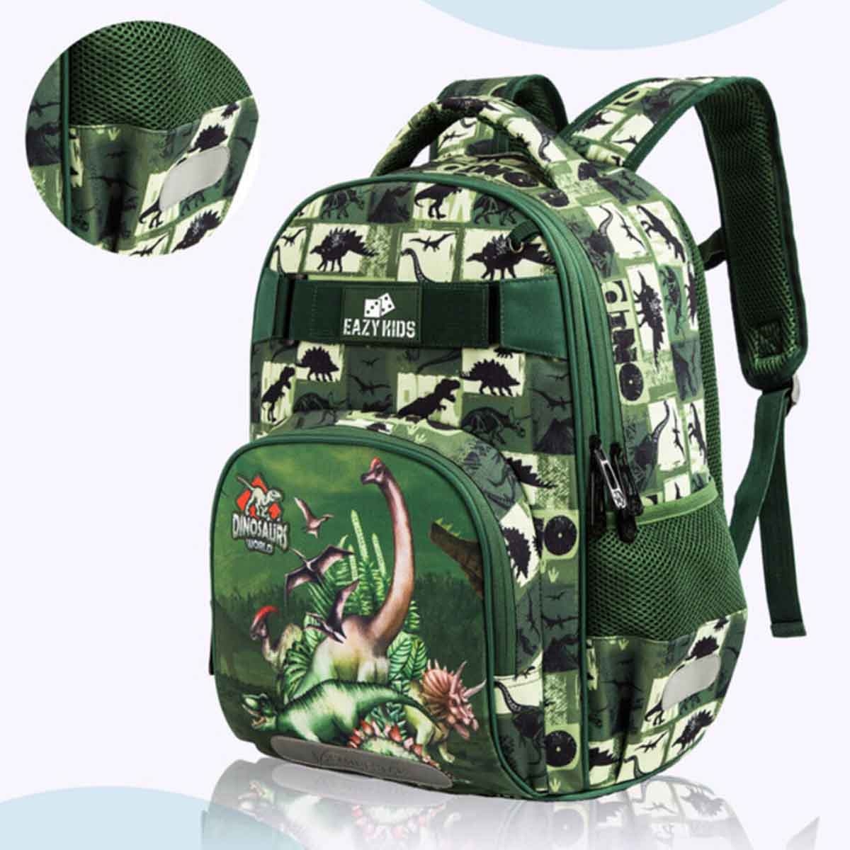 إيزي كيدز مجموعة 3 في 1 حقيبة مدرسية 18 إنش بتصميم ديناصور مع حقيبة غداء وحقيبة أقلام