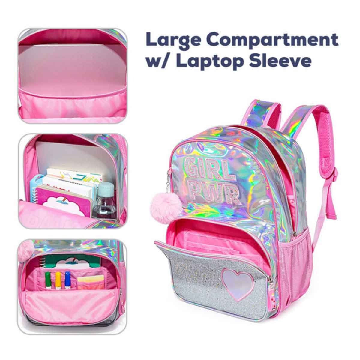 Eazy Kids 18" 3-in-1 Girl Power School Bag, Lunch Bag & Pencil Case Combo