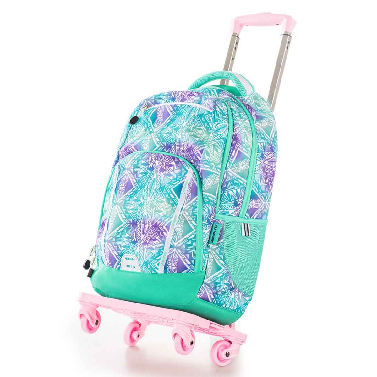 Eazy Kids 18" Geometrical School Bag with 4 Wheel Trolley