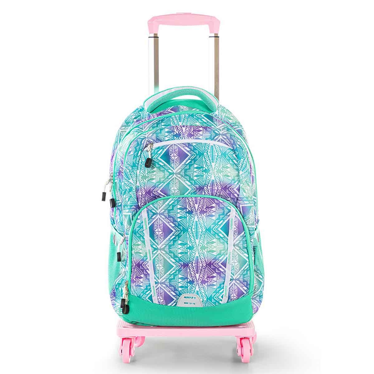 Eazy Kids 18" Geometrical School Bag with 4 Wheel Trolley