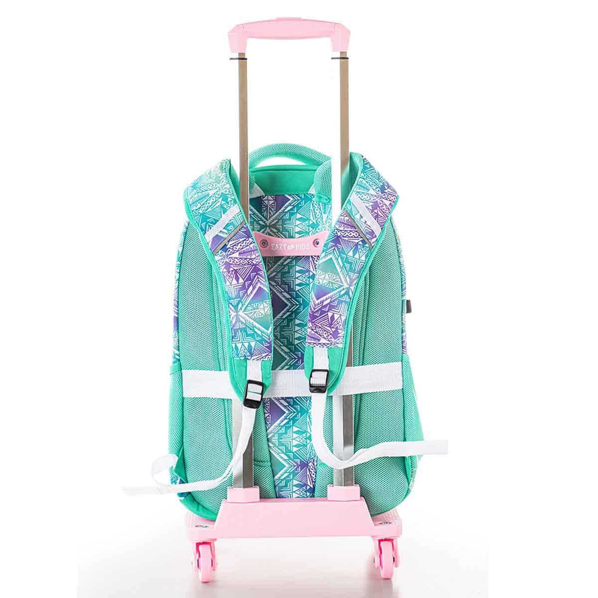 Eazy Kids 18" Geometrical School Bag with 4 Wheel Trolley