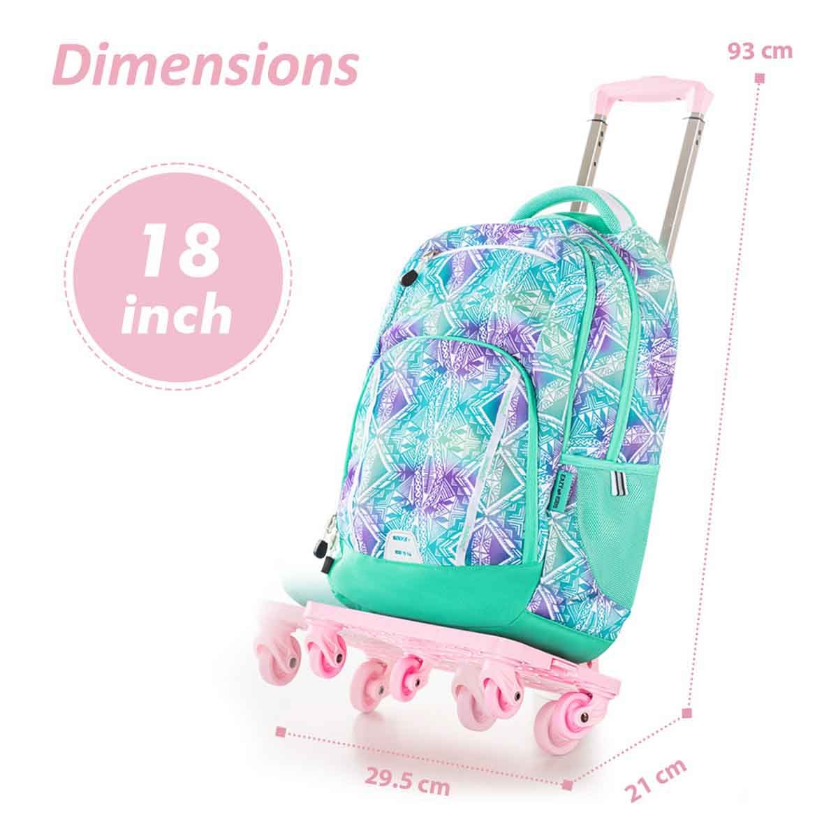 Eazy Kids 18" Geometrical School Bag with 4 Wheel Trolley