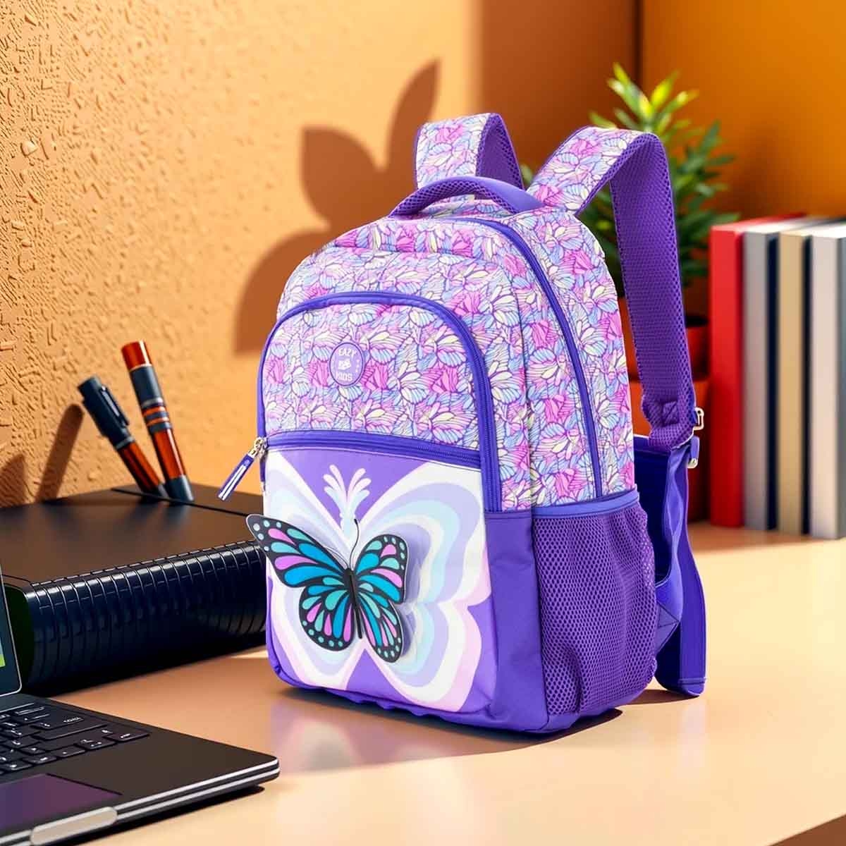 Eazy Kids 18" 3D Butterfly 3-in-1 Backpack with Lunch Bag & Pencil Case