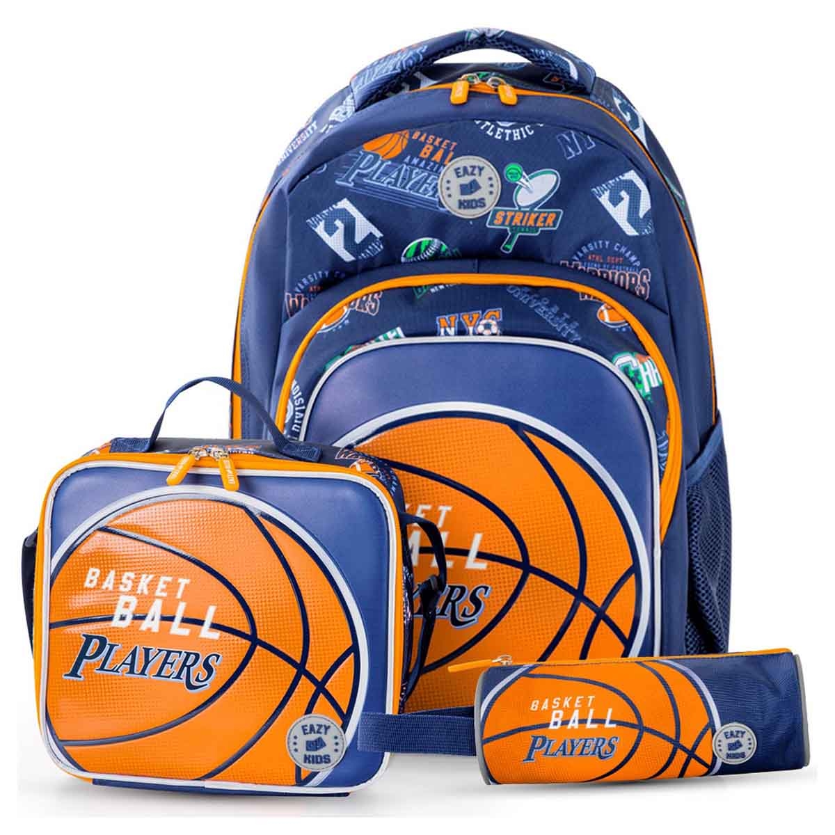 Eazy Kids 18" Basket Ball 3-in-1 Backpack with Lunch Bag & Pencil Case