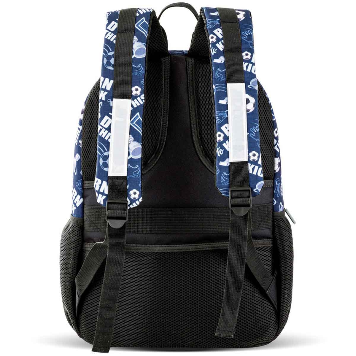 إيزي كيدز حقيبة ظهر 3 في 1 مقاس 18 إنش بتصميم كرة القدم مع حقيبة غداء ومقلمة