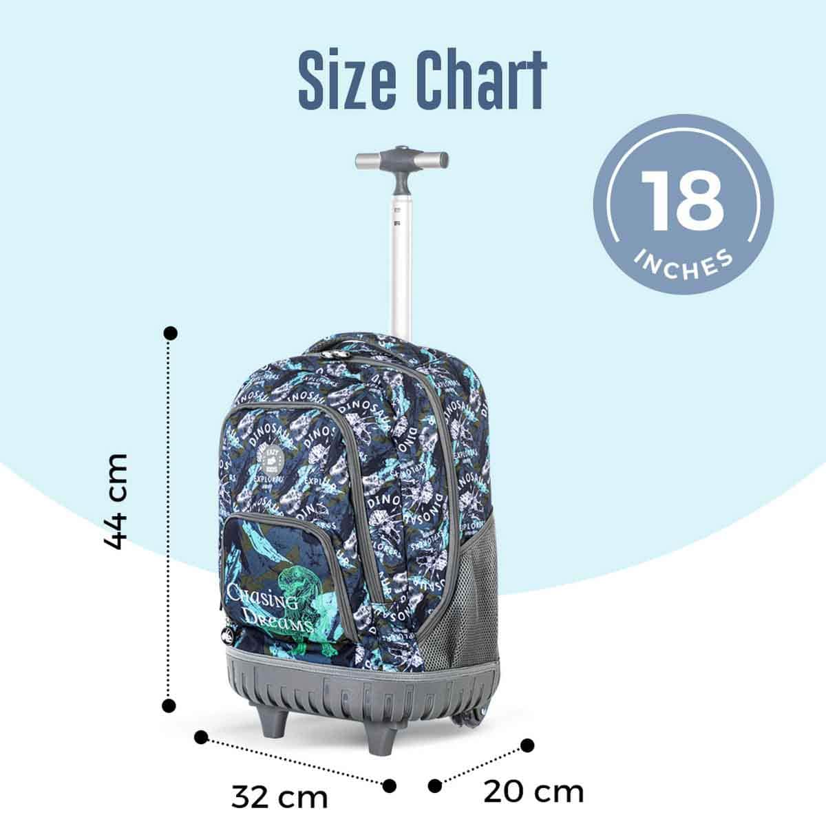 Eazy Kids 18" T-Rex 3-in-1 Trolley Backpack with Lunch Bag & Pencil Case