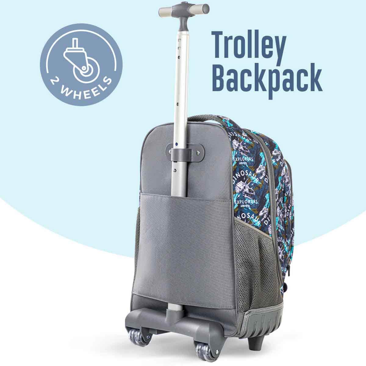 Eazy Kids 18" T-Rex 3-in-1 Trolley Backpack with Lunch Bag & Pencil Case