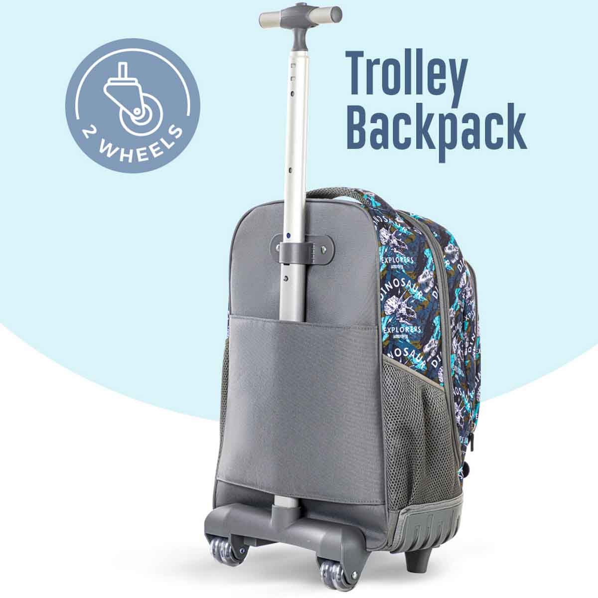 Eazy Kids 18" T-Rex 3-in-1 Trolley Backpack with Lunch Bag & Pencil Case