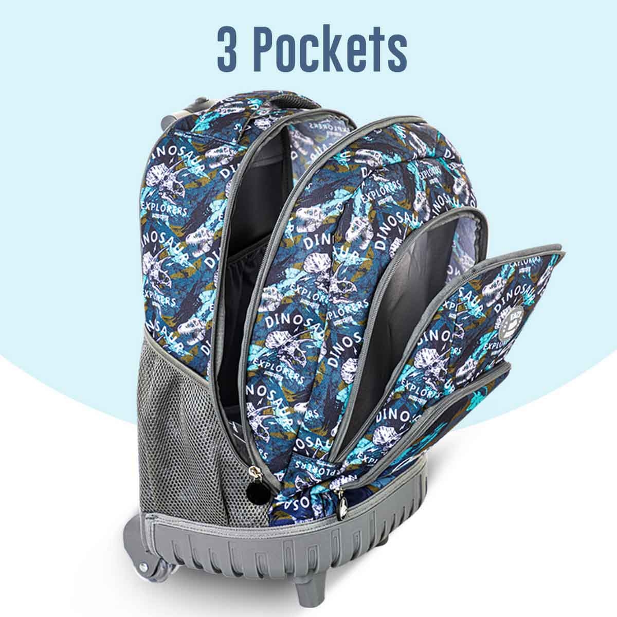 Eazy Kids 18" T-Rex 3-in-1 Trolley Backpack with Lunch Bag & Pencil Case