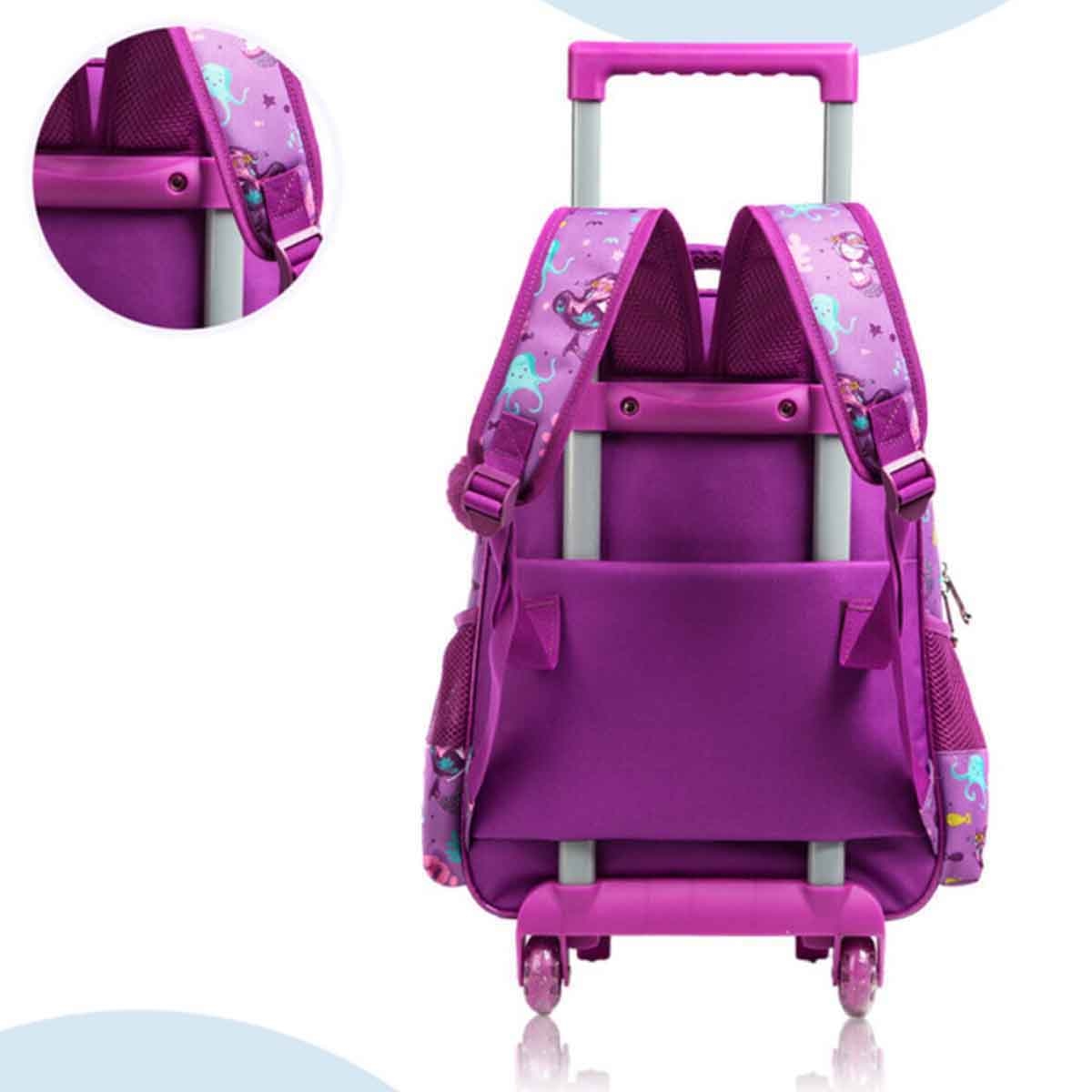 Eazy Kids 18" Mermaid 3-in-1 Trolley School Bag, Lunch Bag & Pencil Case Combo