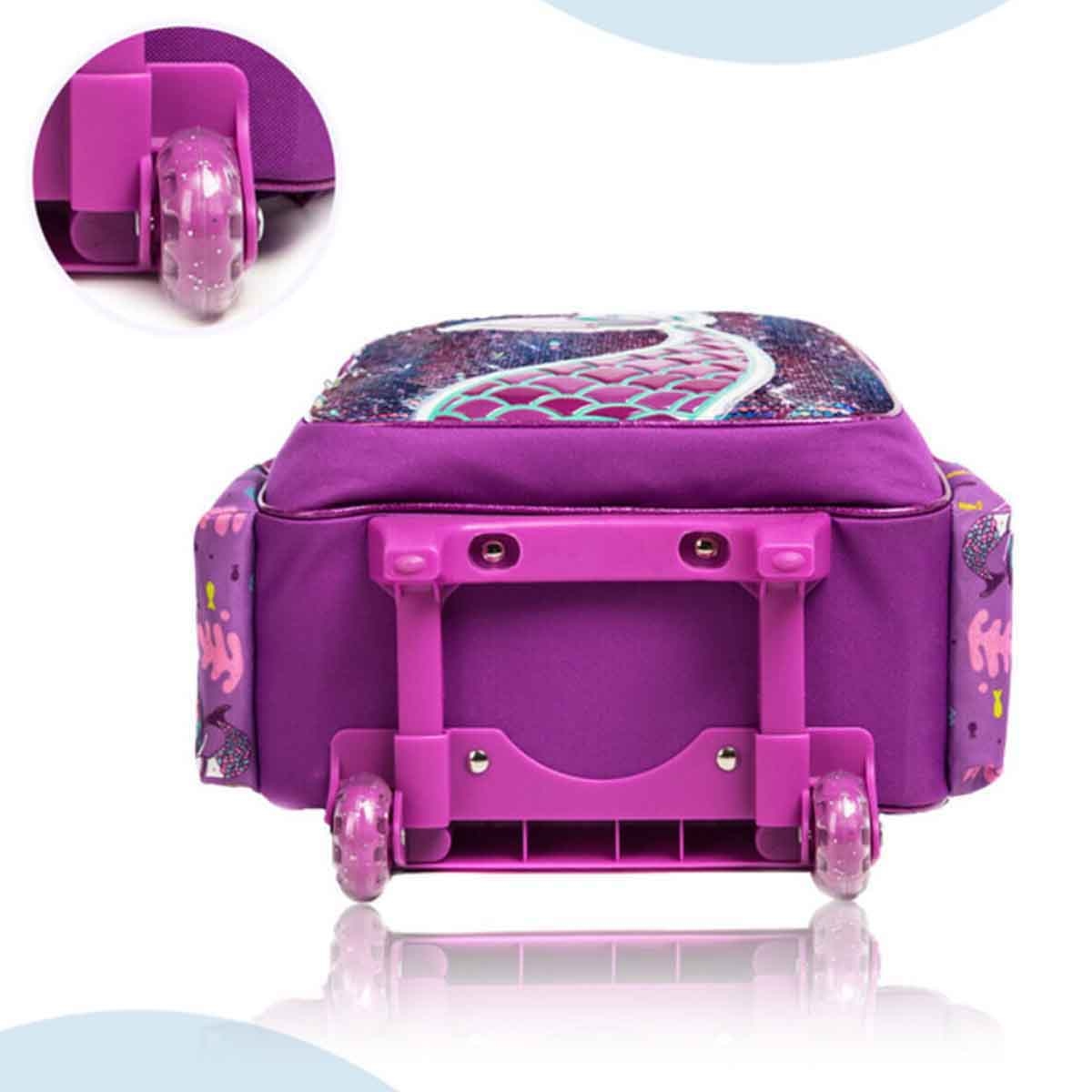 Eazy Kids 18" Mermaid 3-in-1 Trolley School Bag, Lunch Bag & Pencil Case Combo