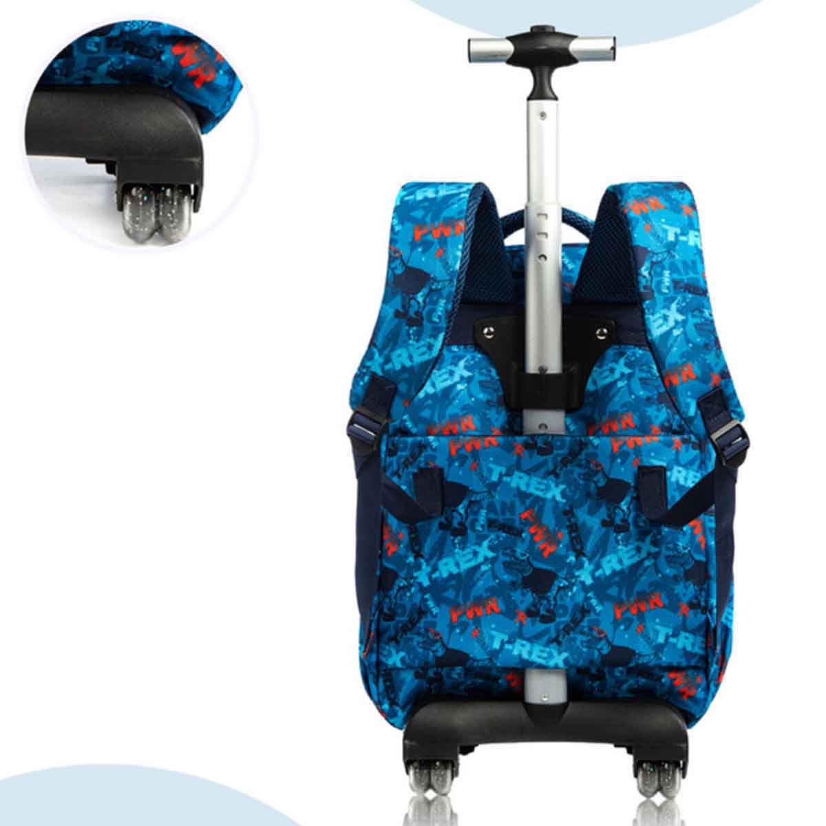 إيزي كيدز مجموعة 3 في 1 حقيبة مدرسية 18 إنش بعجلات بتصميم ديناصور تي ريكس مع حقيبة غداء وحقيبة أقلام