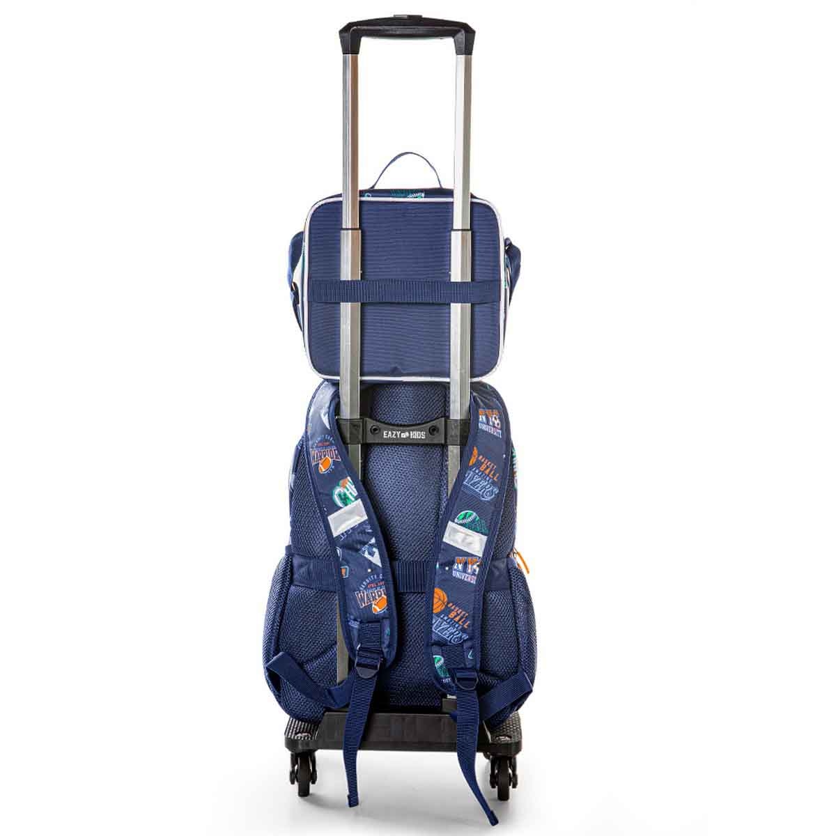 Eazy Kids 18" Basketball 4-in-1 Backpack with 4 Wheel Trolley, Lunch Bag & Pencil Case