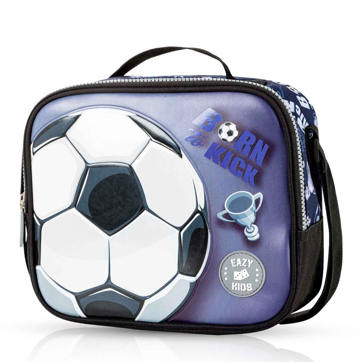 إيزي كيدز حقيبة ظهر 4 في 1 مقاس 18 إنش بتصميم كرة القدم مع عربة 4 عجلات وحقيبة غداء ومقلمة