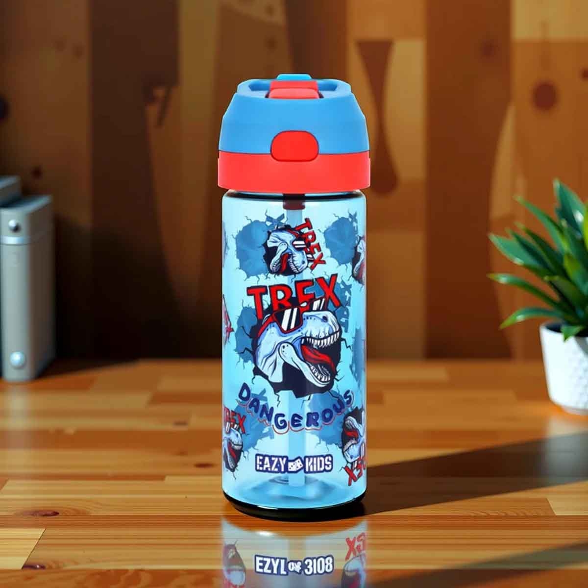 إيزي كيدز مجموعة 4 في 1 حقيبة مدرسية 18 إنش بعجلات بتصميم ديناصور تي ريكس مع زجاجة ماء تريتان 420 مل وحقيبة غداء وحقيبة أقلام