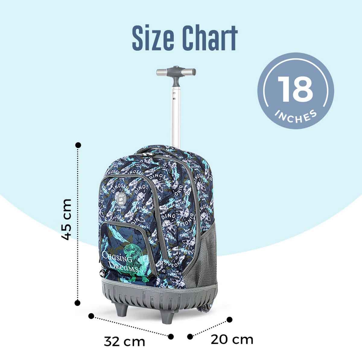 إيزي كيدز حقيبة ظهر 8 في 1 مقاس 18 إنش بتصميم تي ريكس مع حقيبة غداء ومقلمة