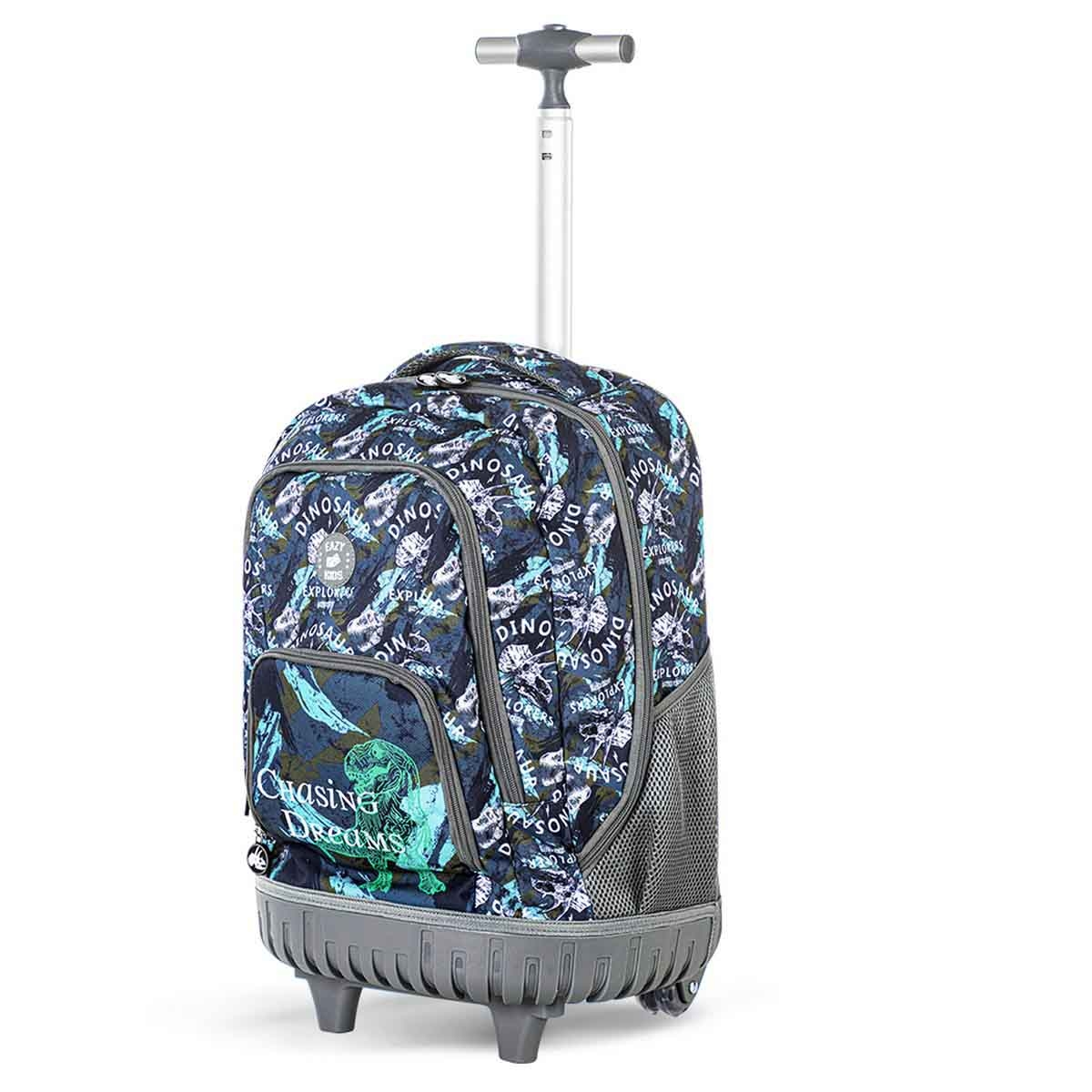 إيزي كيدز حقيبة ظهر 8 في 1 مقاس 18 إنش بتصميم تي ريكس مع حقيبة غداء ومقلمة