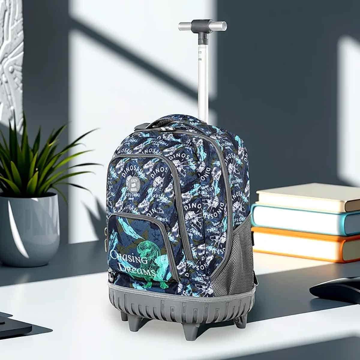 إيزي كيدز حقيبة ظهر 8 في 1 مقاس 18 إنش بتصميم تي ريكس مع حقيبة غداء ومقلمة