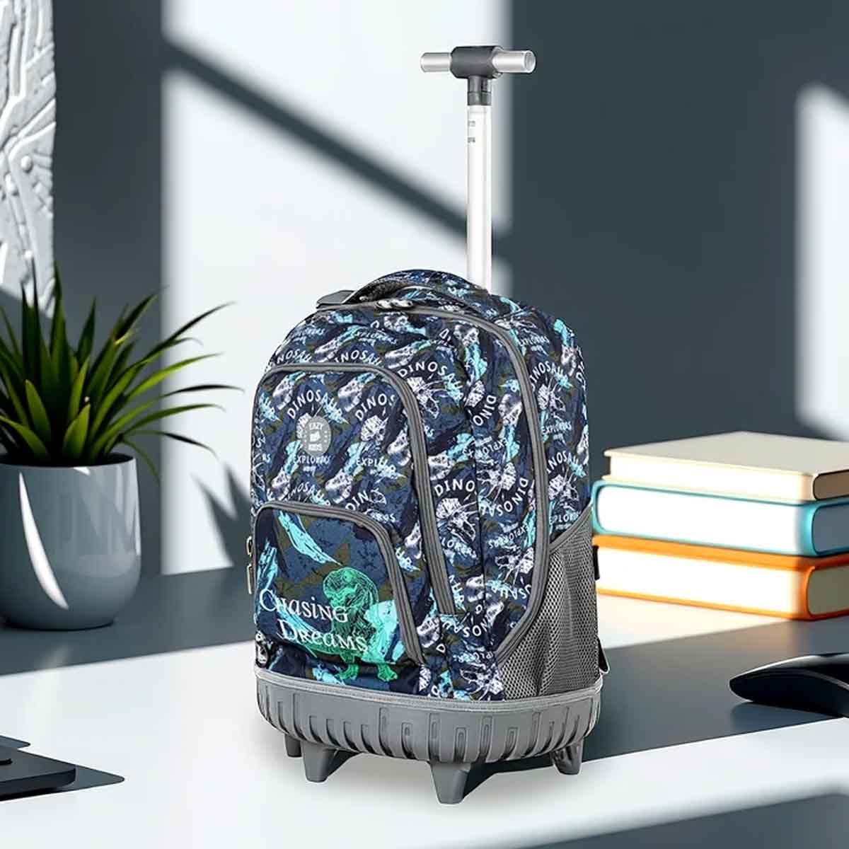 إيزي كيدز حقيبة ظهر 8 في 1 مقاس 18 إنش بتصميم تي ريكس مع حقيبة غداء ومقلمة