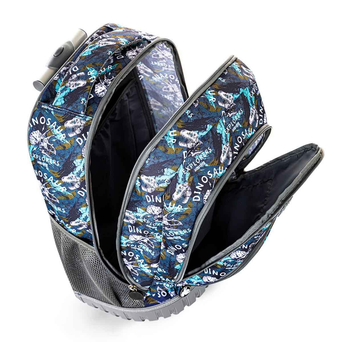 إيزي كيدز حقيبة ظهر 8 في 1 مقاس 18 إنش بتصميم تي ريكس مع حقيبة غداء ومقلمة