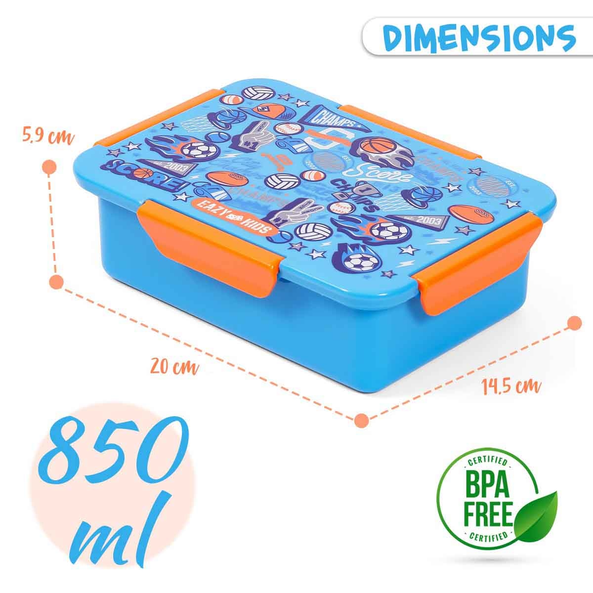 إيزي كيدز صندوق غداء بنتو قابل للتقسيم 1/2/3/4 أقسام بسعة 850 مل بتصميم كرة القدم