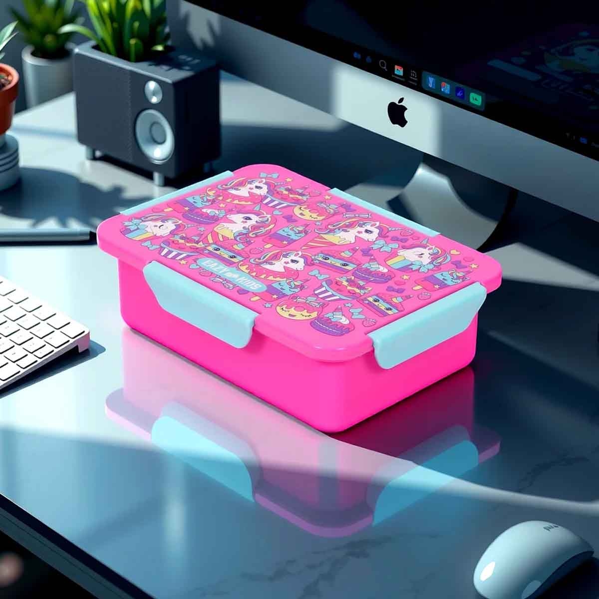 إيزي كيدز صندوق غداء بنتو قابل للتقسيم 1/2/3/4 أقسام بسعة 850 مل بتصميم يونيكورن ديزرت