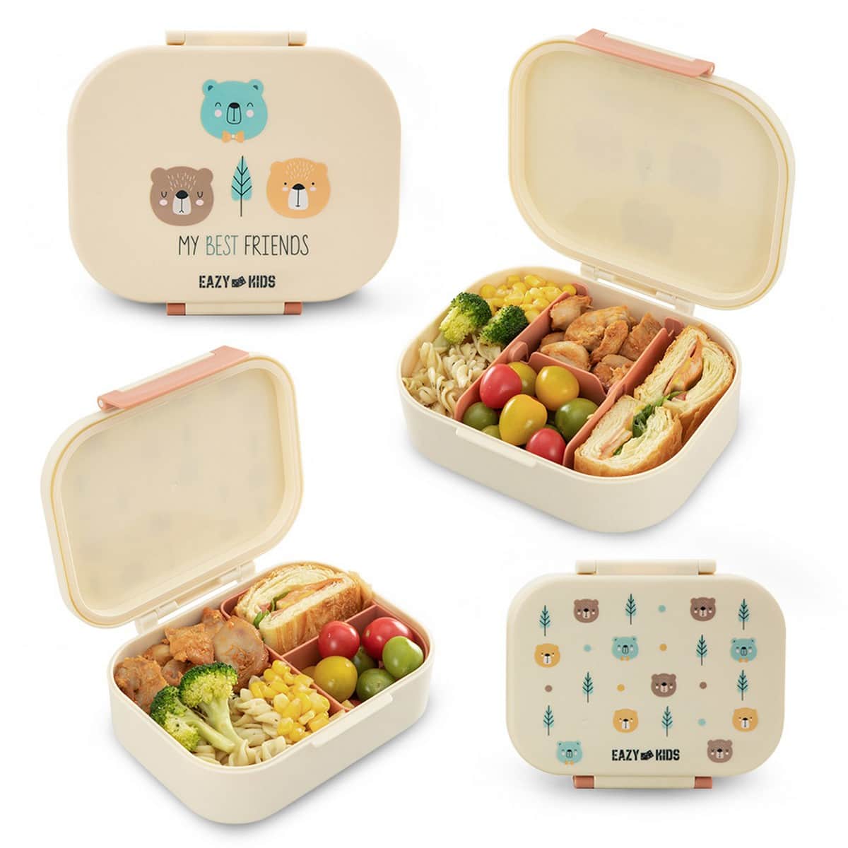 Eazy Kids 2-Piece 1200ml + 760ml Friend Ivory Bento Lunch Box Set